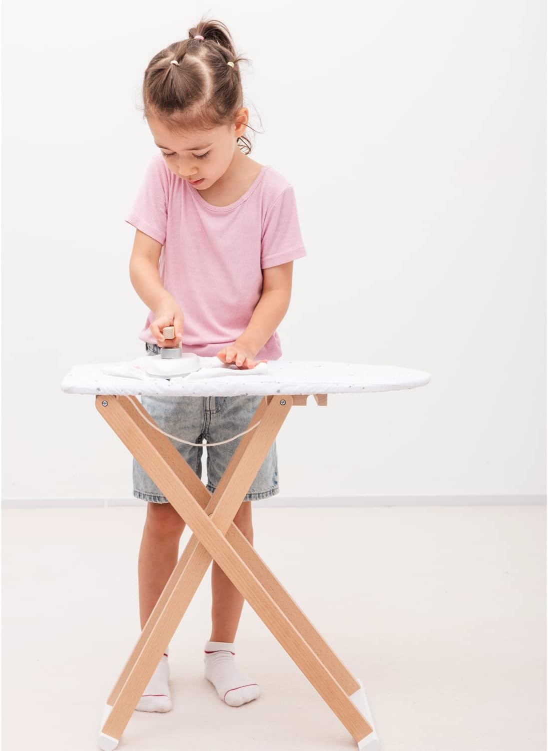 Howa Tabla De Planchar De Madera Miniflowers – Plegable Y Ajustable Con 8 Accesorios Para Juego De Rol