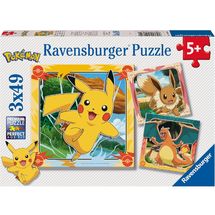 Puzzle Pikachu, Charizard y Eevee 3x49 pcs RAV12004062 Ravensburger 1