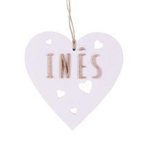 Adorno corazón de madera blanco personalizable VI-CR11 Vintiun 1