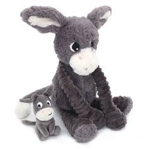 Mamá burro de peluche y su bebé gris DE76030 Les Déglingos 1