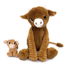 Mamá vaca de peluche y su bebé marrón DE76050 Les Déglingos 1