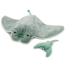 Peluche manta raya mamá y bebé menta DE74400 Les Déglingos 1