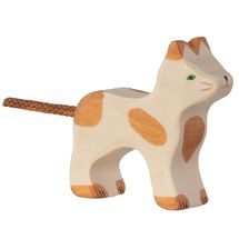 Figura de gato, marrón y blanco HZ-80057 Holztiger 1