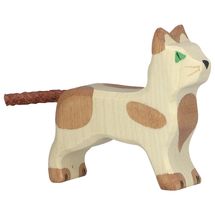 Figura de gato, marrón y blanco HZ-80057 Holztiger 1