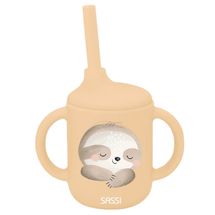 Vaso con pajita de silicona Gnawy el perezoso SJ-SI0764 Sassi Junior 1