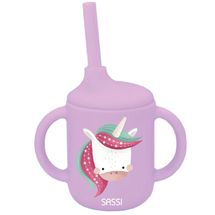 Vaso con pajita de silicona Sparkly el unicornio SJ-SI0801 Sassi Junior 1