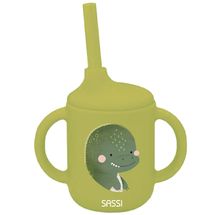 Vaso con pajita de silicona Cracky el dinosaurio SJ-SI0818 Sassi Junior 1