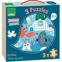 3 puzzles Animales del mundo V8530 Vilac 1