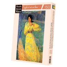 Mujer joven con pavo real por Aman Jean A869-150 Puzzle Michèle Wilson 1