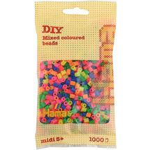 Bolsa de 1000 cuentas de plástico Midi mezcla de neón HAMA-207-51 Hama 1