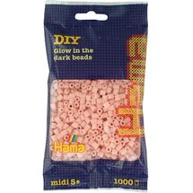 Bolsa de 1000 cuentas de plástico Midi rosa fosforescente HAMA-207-56 Hama 1