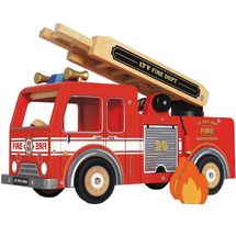 Camión de bomberos de madera roja TV427 Le Toy Van 1