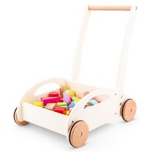 Carro de paseo y bloques de madera NTC11320 New Classic Toys 1