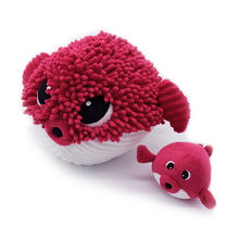 Peluche pez globo mamá y bebé rojo DE74701 Les Déglingos 1