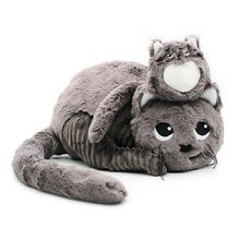 Mamá gata de peluche y su bebé gris DE74801 Les Déglingos 1