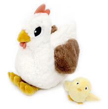 Mamá gallina de peluche y su bebé DE76010 Les Déglingos 1