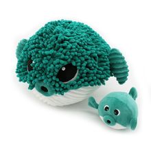 Peluche pez globo mamá y bebé verde DE74700 Les Déglingos 1