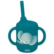 Vaso con pajita de silicona Chewy el elefante SJ-SI0771 Sassi Junior 1