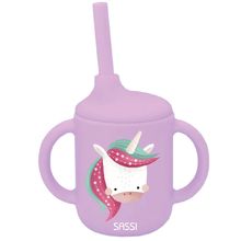 Vaso con pajita de silicona Sparkly el unicornio SJ-SI0801 Sassi Junior 1