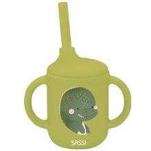 Vaso con pajita de silicona Cracky el dinosaurio SJ-SI0818 Sassi Junior 1