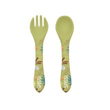 Kit tenedor y cuchara de silicona Cracky el dinosaurio SJ-SI0931 Sassi Junior 1
