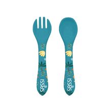 Kit tenedor y cuchara de silicona Chewy el elefante SJ-SI0894 Sassi Junior 1