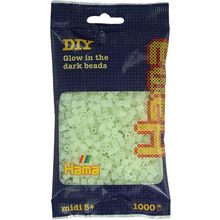 Bolsa de 1000 cuentas de plástico Midi fosforescente HAMA-207-55 Hama 1
