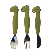 Cubiertos de 3 piezas en silicona Mr Dino TX-96-442 Trixie 1