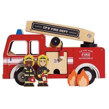 Camión de bomberos de madera roja TV427 Le Toy Van 1
