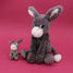 Mamá burro de peluche y su bebé gris DE76030 Les Déglingos 8