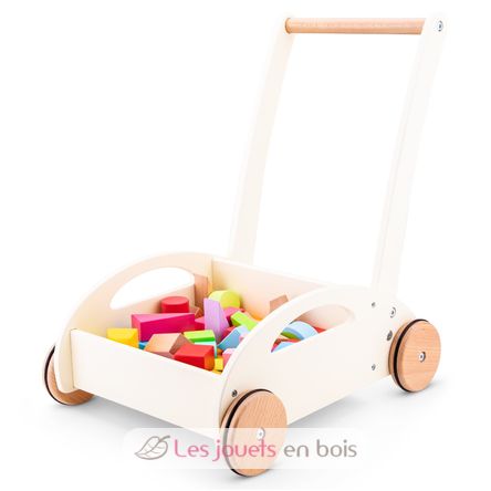 Carro de paseo y bloques de madera NTC11320 New Classic Toys 1