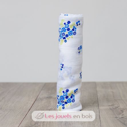 Pañal de muselina - Bouquet bleu vintage LLJ-121-000-026 Lulujo 3