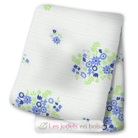 Pañal de muselina - Bouquet bleu vintage LLJ-121-000-026 Lulujo 1