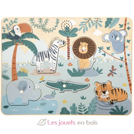 Puzzle de sonidos de animales Safari LE12755 Small Foot company 1
