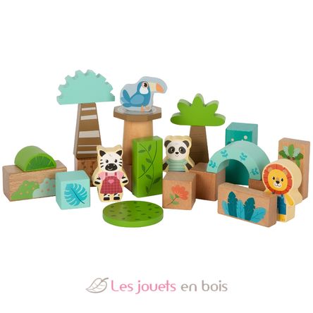 Bloques de construcción de madera Jungle Friends LE12768 Small Foot company 2