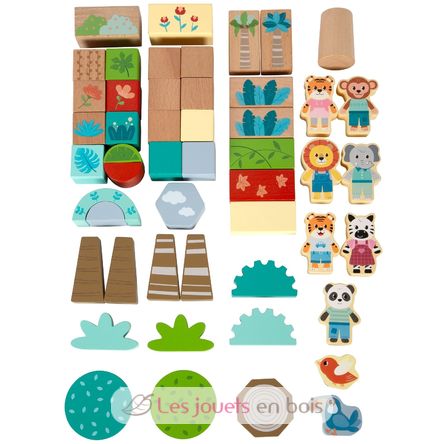 Bloques de construcción de madera Jungle Friends LE12768 Small Foot company 4