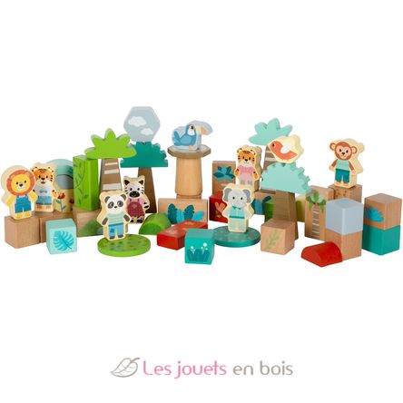 Bloques de construcción de madera Jungle Friends LE12768 Small Foot company 1