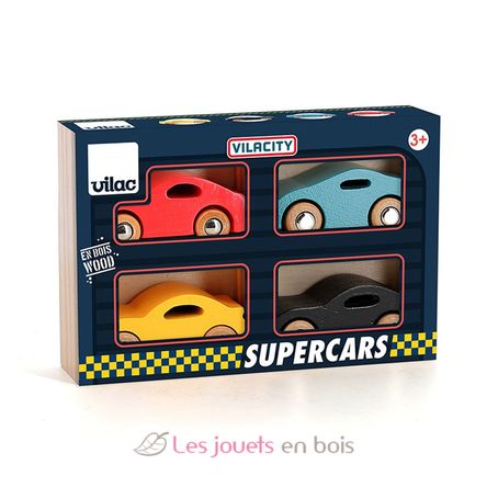Juego de 4 coches de madera Supercars V2369 Vilac 2