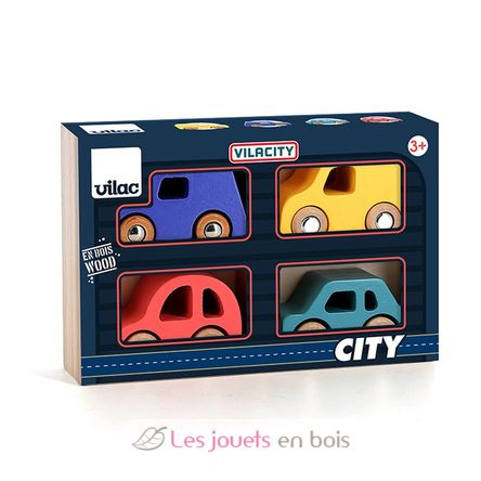 Juego de 4 coches de madera City V2370 Vilac 3