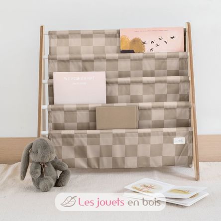 Estantería en tela reciclada con grandes cuadros beige EFK-107-016-020 3 Sprouts 2