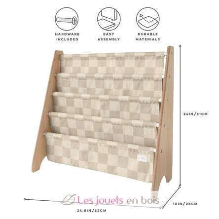 Estantería en tela reciclada con grandes cuadros beige EFK-107-016-020 3 Sprouts 3