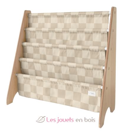Estantería en tela reciclada con grandes cuadros beige EFK-107-016-020 3 Sprouts 1