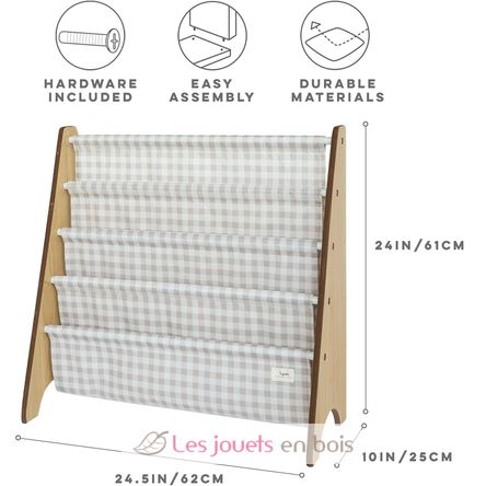 Estantería en tela reciclada con cuadros beige EFK-107-016-017 3 Sprouts 3
