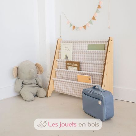 Estantería en tela reciclada con cuadros beige EFK-107-016-017 3 Sprouts 5