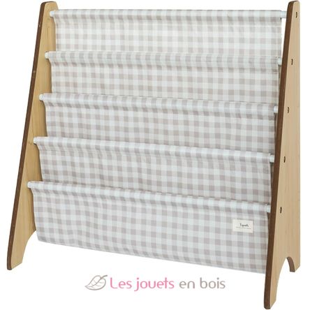 Estantería en tela reciclada con cuadros beige EFK-107-016-017 3 Sprouts 1