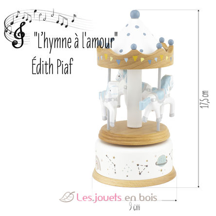 Pequeño Carillon Giostra dei cavalli blanco azul UL4129 Ulysse 3