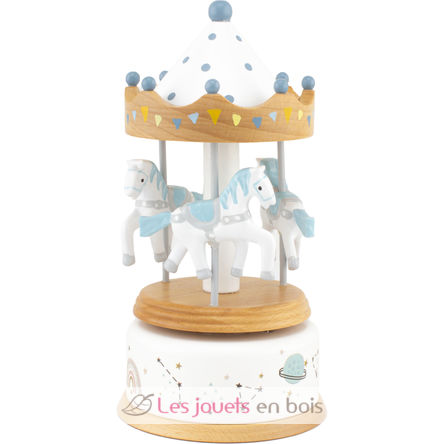 Pequeño Carillon Giostra dei cavalli blanco azul UL4129 Ulysse 1