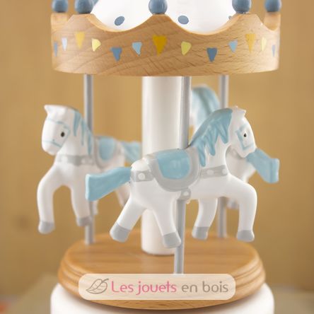 Pequeño Carillon Giostra dei cavalli blanco azul UL4129 Ulysse 8
