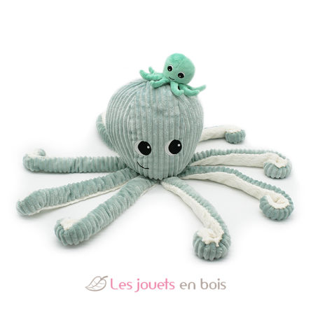 Peluche Filou pulpo verde menta Ptipotos DE74102 Les Déglingos 1