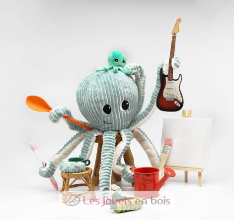 Peluche Filou pulpo verde menta Ptipotos DE74102 Les Déglingos 3